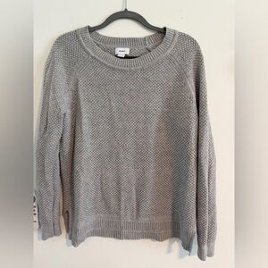 Womens  Large Old Navy Gray Textured Crew Neck Long Sleeve Sweater